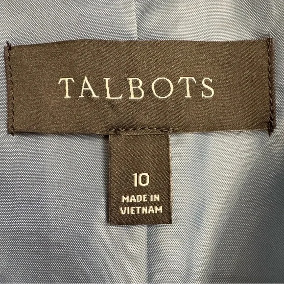 Talbots Jacket Blazer Teal Career Lined Gold Crest Buttons Wool Blend Size 10 - Picture 13 of 16